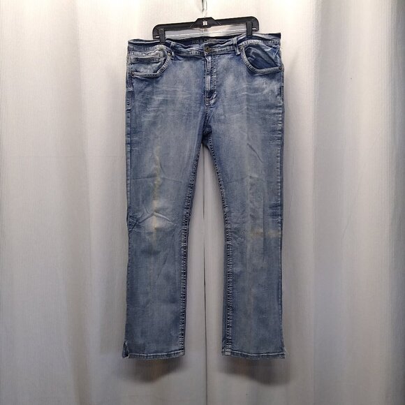 Axe & Crown Slim Straight Jeans Scratchy Seven-Pockets Vintage Wash Tag: W42 L32 - Picture 1 of 13